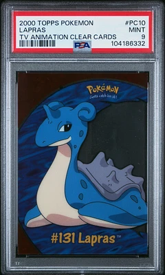 2000 Topps Pokemon Tv Animation Clear Cards Pc10 Lapras PSA 9