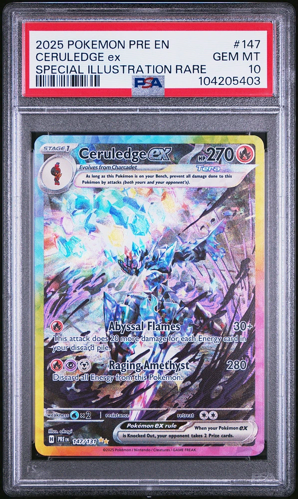 2025 Pokemon Pre En-prismatic Evolutions 147 Ceruledge Ex Special Illustration Rare PSA