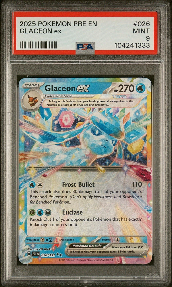 2025 Pokemon Pre En-prismatic Evolutions 026 Glaceon Ex PSA