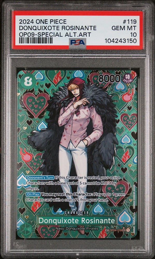 2024 One Piece Op09-emperors In The New World 119 Donquixote Rosinante Special Alternate Art PSA 10