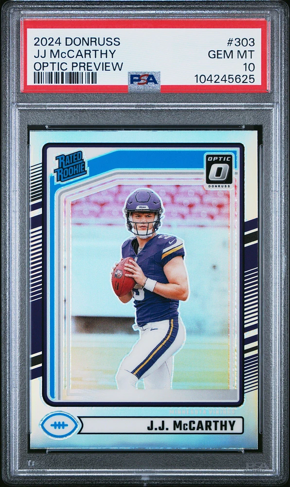 2024 Panini Donruss 303 Jj Mccarthy Optic Preview PSA
