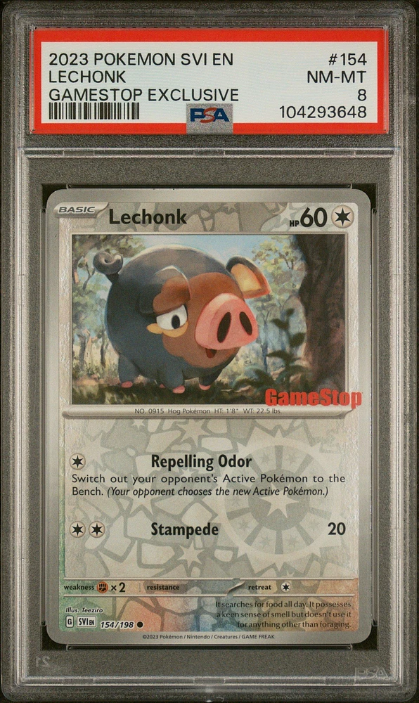 2023 Pokemon Svi En-scarlet & Violet 154 Lechonk Gamestop Exclusive PSA 8