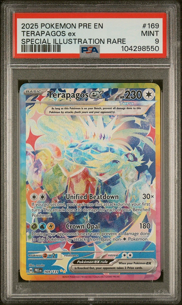 2025 Pokemon Pre En-prismatic Evolutions 169 Terapagos Ex Special Illustration Rare PSA