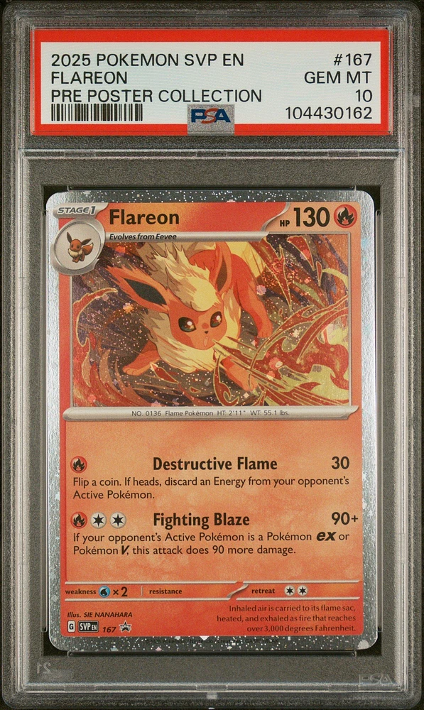 2025 Pokemon Svp En-sv Black Star Promo 167 Flareon Prismatic Evolutions Poster Collection PSA