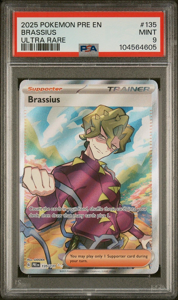 2025 Pokemon Pre En-prismatic Evolutions 135 Brassius Ultra Rare PSA