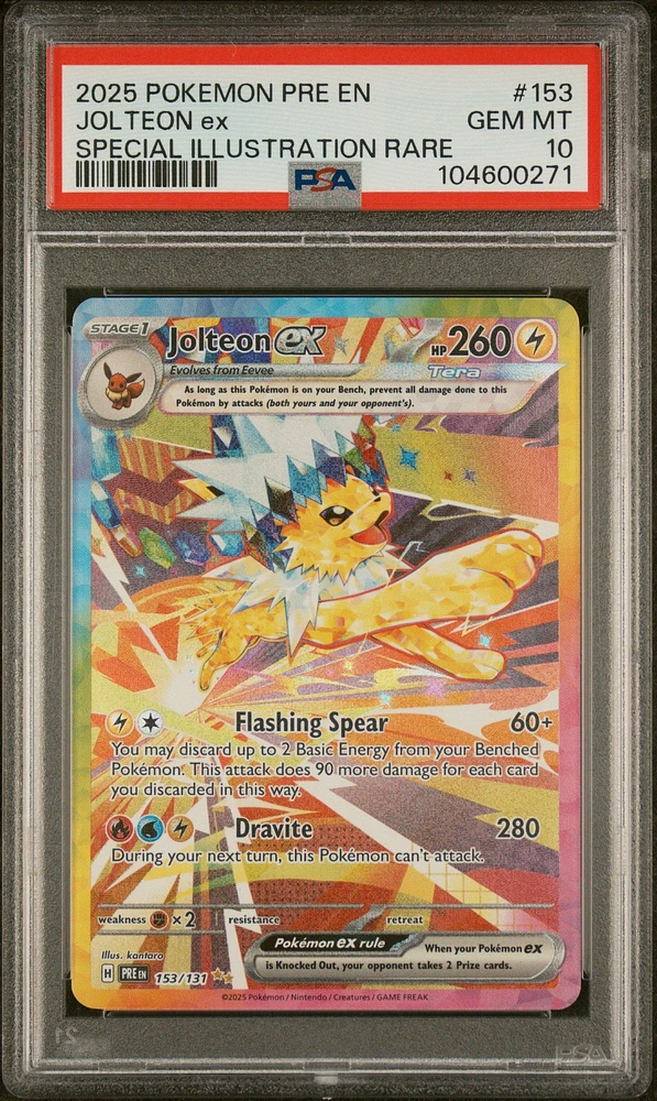 2025 Pokemon Pre En-prismatic Evolutions 153 Jolteon Ex Special Illustration Rare PSA