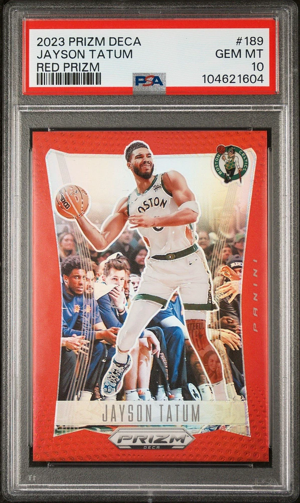 2023 Panini Prizm Deca 189 Jayson Tatum Red Prizm PSA 10