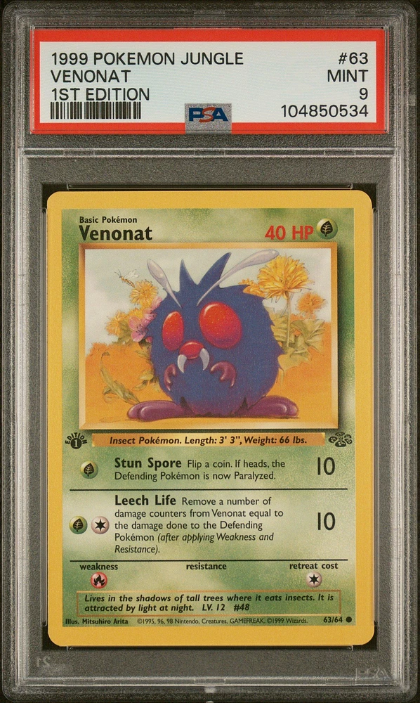 1999 Pokemon Jungle 63 Venonat 1st Edition PSA