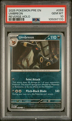 2025 Pokemon Pre En-prismatic Evolutions 059 Umbreon Reverse Holo PSA 10