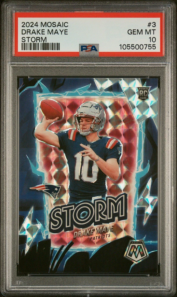 2024 Panini Mosaic Storm 3 Drake Maye PSA 10