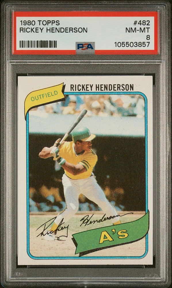 1980 Topps 482 Rickey Henderson PSA 8