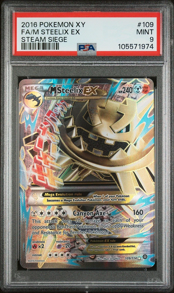 2016 Pokemon Xy Steam Siege 109 Full Art/m Steelix Ex PSA