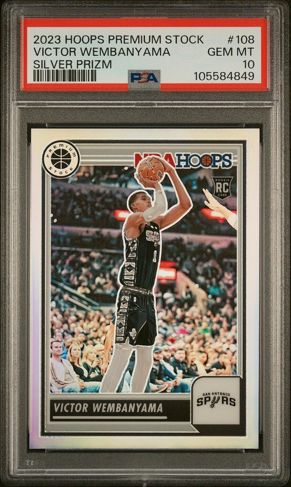 2023 Panini Hoops Premium Stock 108 Victor Wembanyama Silver Prizm PSA