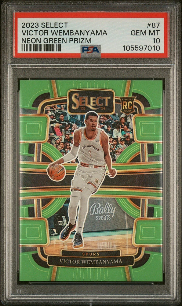 2023 Panini Select 87 Victor Wembanyama Neon Green Prizm PSA 10