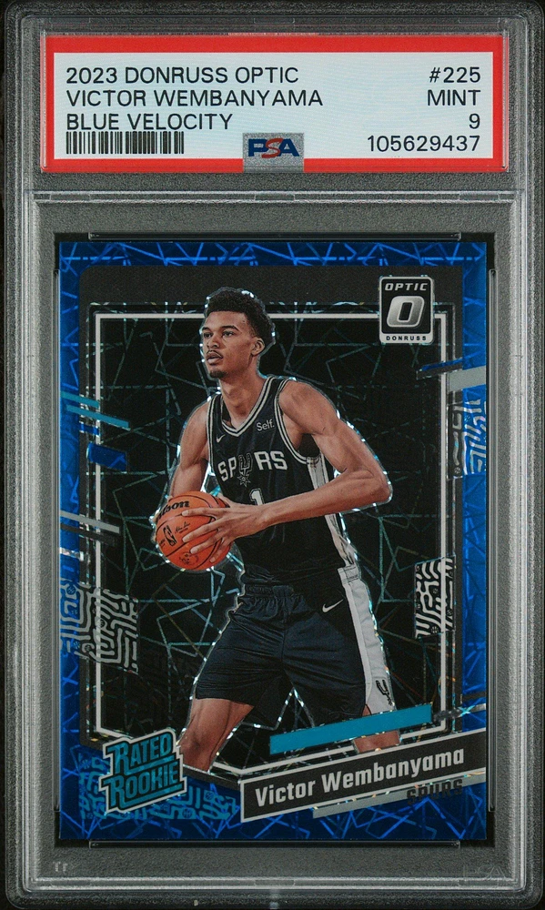 2023 Panini Donruss Optic 225 Victor Wembanyama Blue Velocity PSA 9