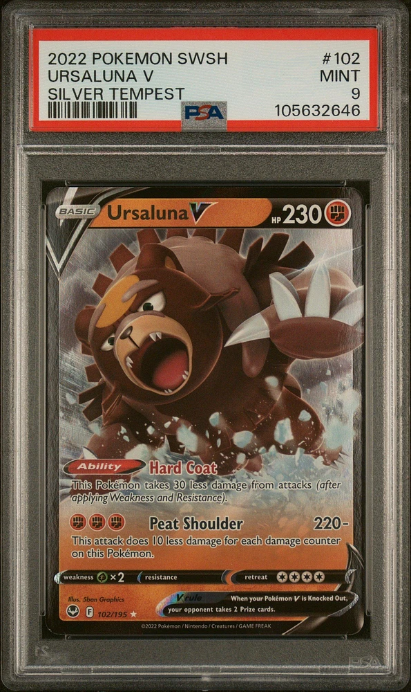 2022 Pokemon Sword & Shield Silver Tempest 102 Ursaluna V PSA