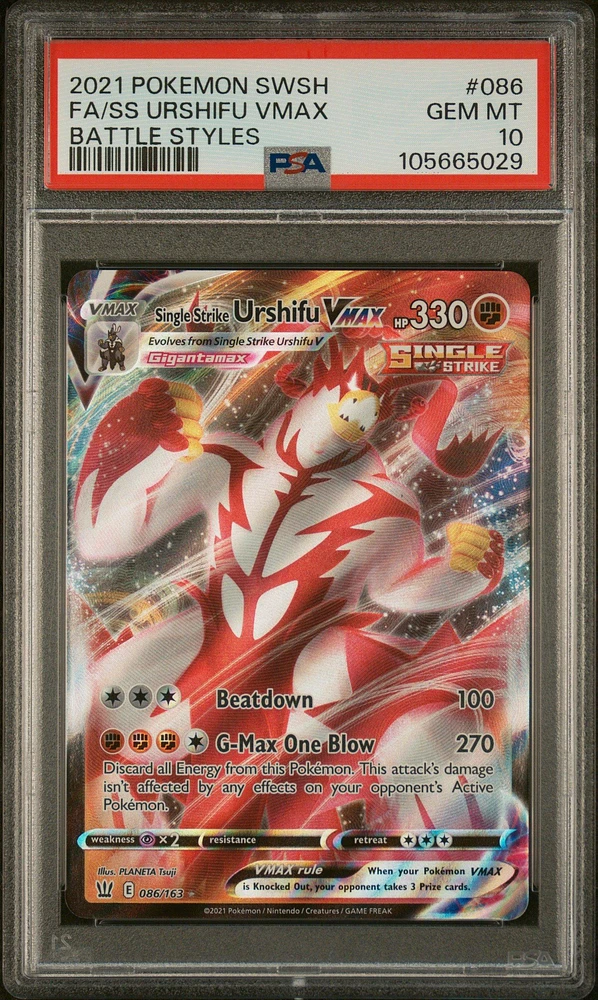 2021 Pokemon Sword & Shield Battle Styles 086 Full Art/single Strike Urshifu Vmax PSA 10