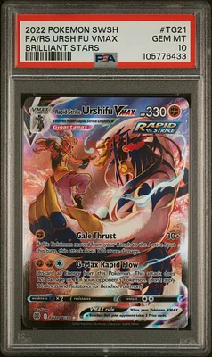 2022 Pokemon Sword & Shield Brilliant Stars Tg21 Full Art/rapid Strike Urshifu Vmax PSA 10