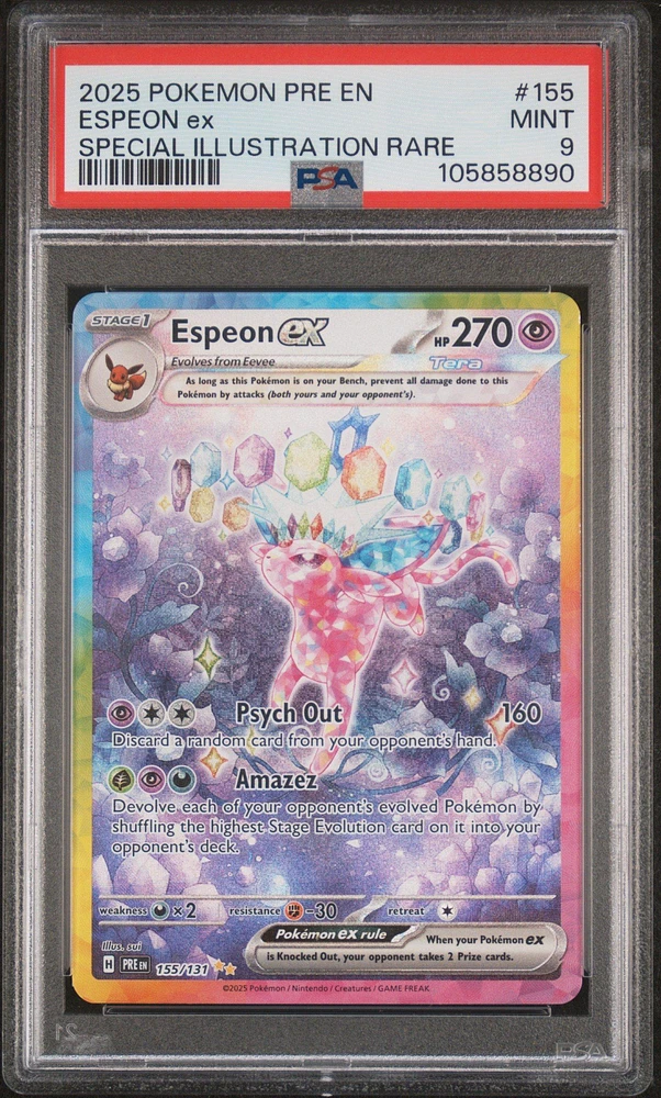 2025 Pokemon Pre En-prismatic Evolutions 155 Espeon Ex Special Illustration Rare PSA
