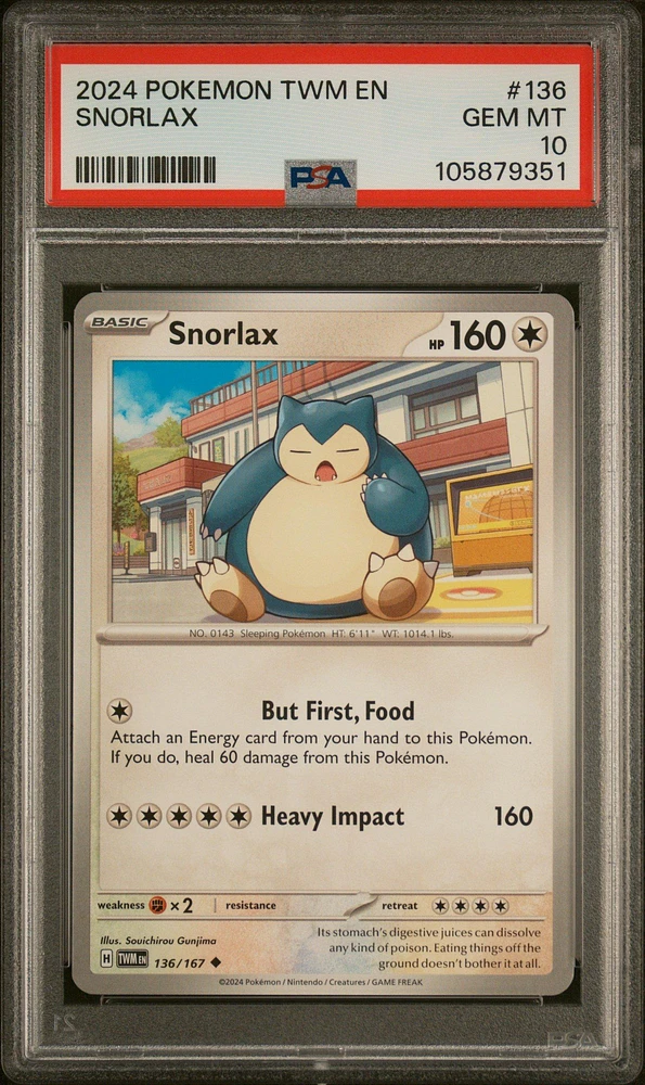 2024 Pokemon Twm En-twilight Masquerade 136 Snorlax PSA