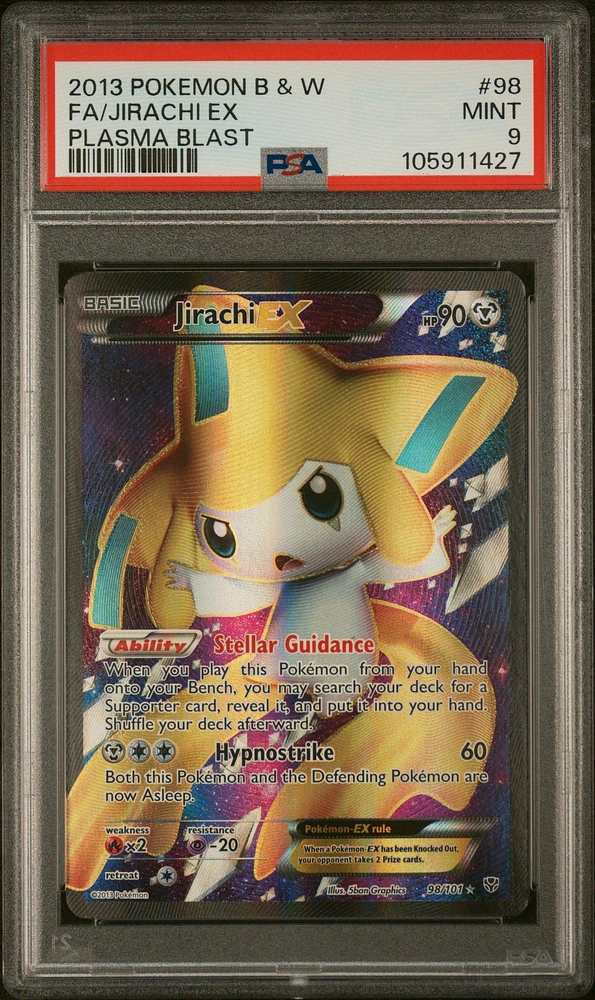 2013 Pokemon Black & White Plasma Blast 98 Full Art/jirachi Ex PSA 9