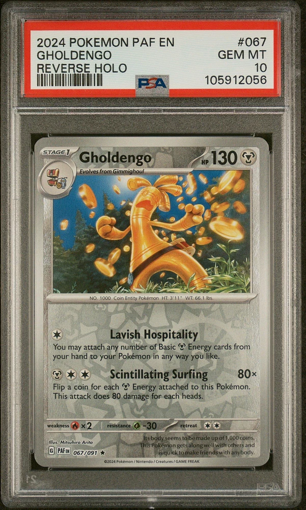 2024 Pokemon Paf En-paldean Fates 067 Gholdengo Reverse Holo PSA 10
