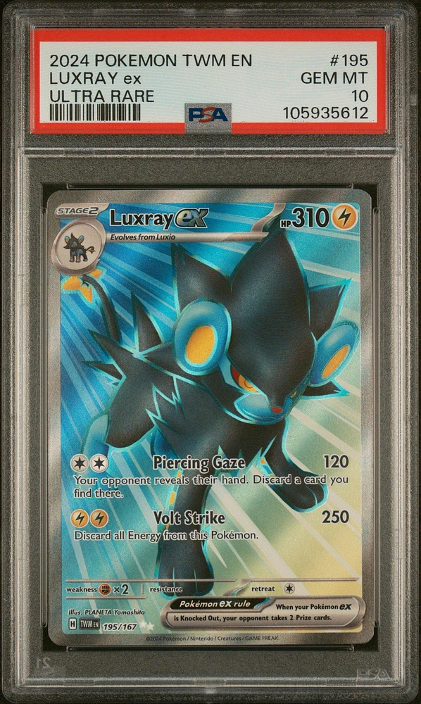 2024 Pokemon Twm En-twilight Masquerade 195 Luxray Ex Ultra Rare PSA