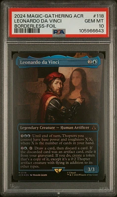2024 Magic The Gathering Assassin's Creed 118 Leonardo Da Vinci Borderless-foil PSA 10