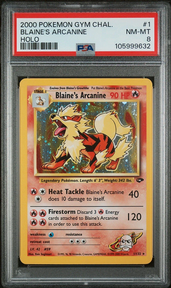 2000 Pokemon Gym Challenge 1 Blaine's Arcanine Holo PSA