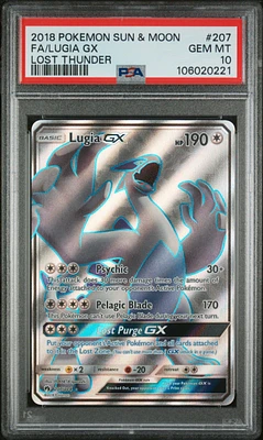 2018 Pokemon Sun & Moon Lost Thunder 207 Full Art/lugia Gx PSA