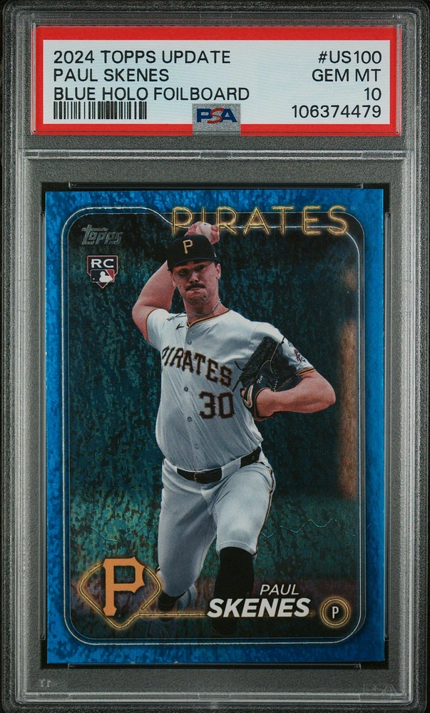 2024 Topps Update Us100 Paul Skenes Blue Holo Foilboard PSA 10