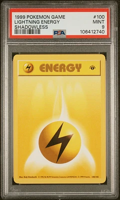 1999 Pokemon Game 100 Lightning Energy Shadowless PSA 9