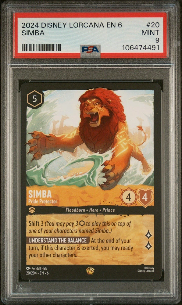 2024 Disney Lorcana En 6-azurite Sea 20 Simba - Pride Protector PSA 9