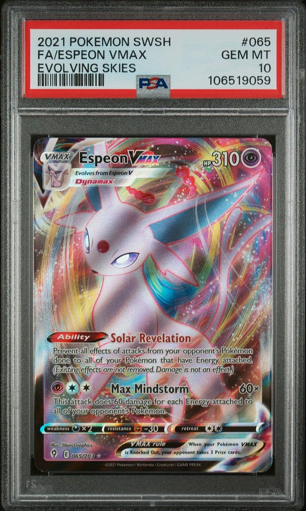 2021 Pokemon Sword & Shield Evolving Skies 065 Full Art/espeon Vmax PSA