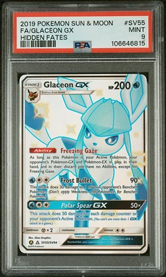 2019 Pokemon Sun & Moon Hidden Fates Sv55 Full Art/glaceon Gx PSA