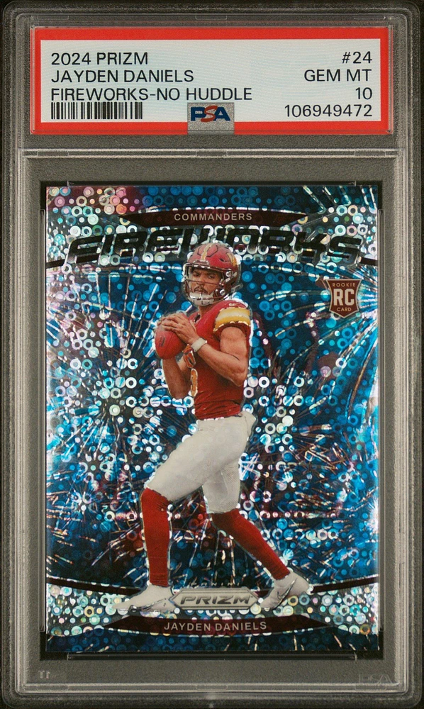 2024 Panini Prizm Fireworks 24 Jayden Daniels No Huddle PSA 10