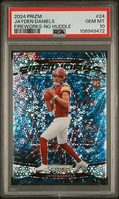 2024 Panini Prizm Fireworks 24 Jayden Daniels No Huddle PSA 10