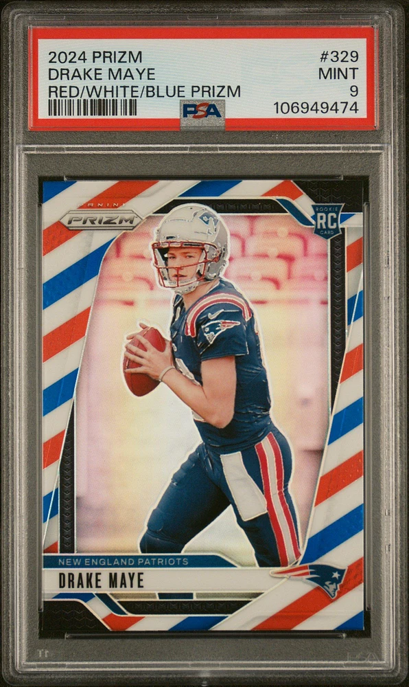 2024 Panini Prizm 329 Drake Maye Red/white/blue Prizm PSA 9