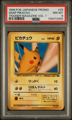 1998-99 Pokemon Japanese Pokemon Japanese Promo 25 Snap Pikachu Trainer Magazine Vol. 1 PSA 8