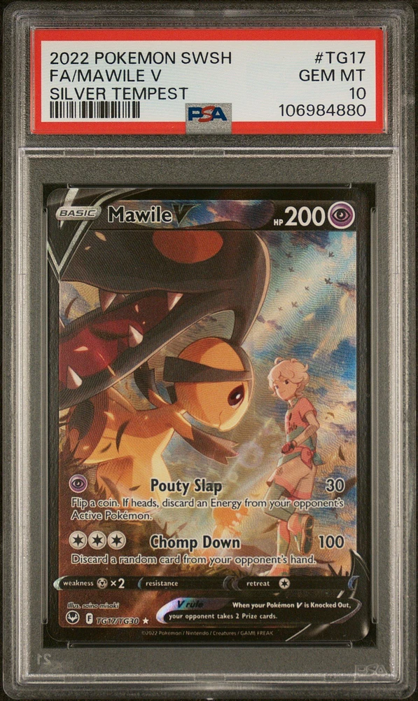 2022 Pokemon Sword & Shield Silver Tempest Tg17 Full Art/mawile V PSA 10
