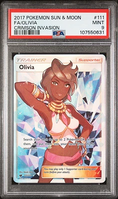 2017 Pokemon Sun & Moon Crimson Invasion 111 Full Art/olivia PSA
