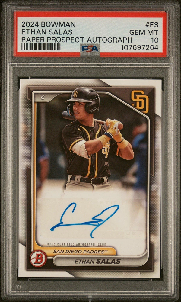 2024 Bowman Paper Prospect Autographs Es Ethan Salas PSA 10