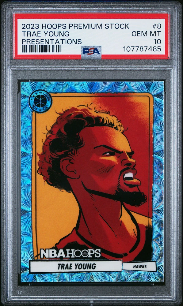 2023 Panini Hoops Premium Stock Presentations 8 Trae Young PSA 10