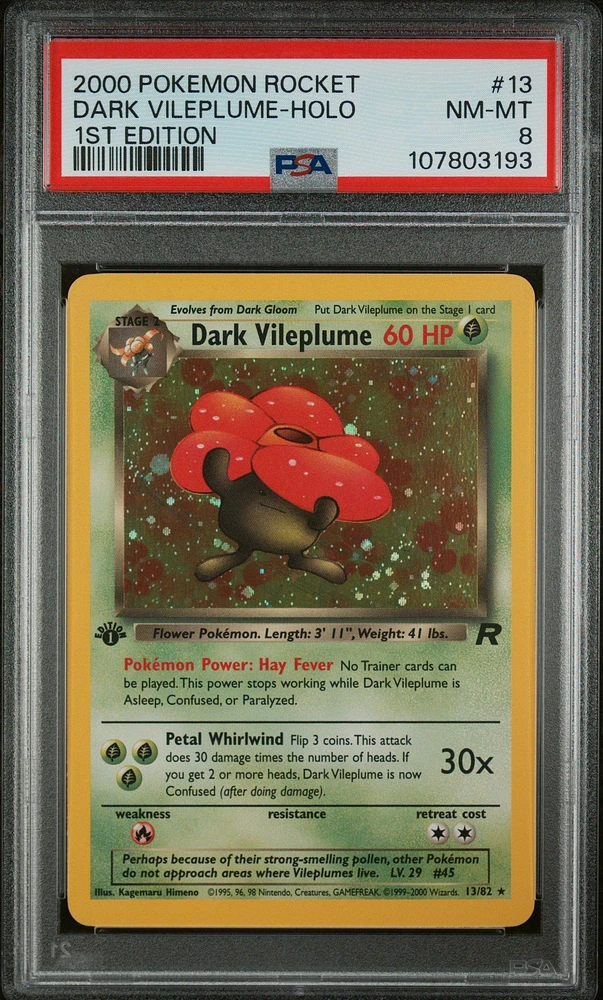2000 Pokemon Rocket 13 Dark Vileplume-holo 1st Edition PSA