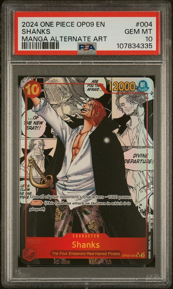 2024 One Piece Op09-emperors In The New World 004 Shanks Manga Alternate Art PSA 10