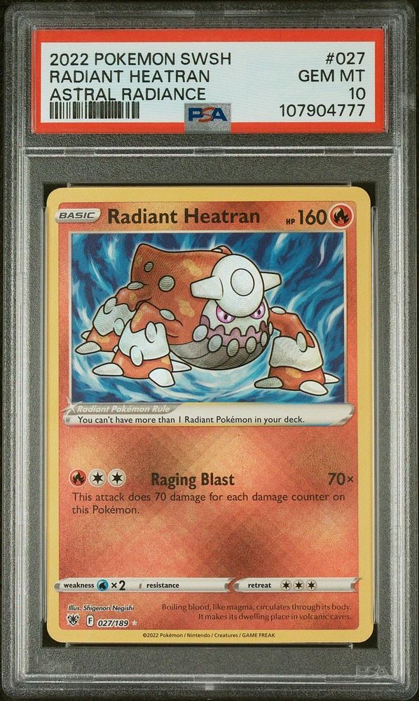 2022 Pokemon Sword & Shield Astral Radiance 027 Radiant Heatran PSA 10