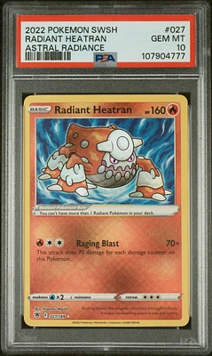 2022 Pokemon Sword & Shield Astral Radiance 027 Radiant Heatran PSA 10