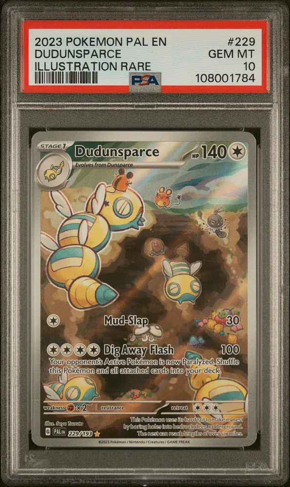 2023 Pokemon Pal En-paldea Evolved 229 Dudunsparce Illustration Rare PSA 10