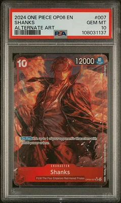 2024 One Piece Op06-wings Of The Captain 007 Shanks Alternate Art PSA 10