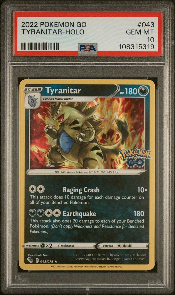 2022 Pokemon Go 043 Tyranitar-holo PSA 10